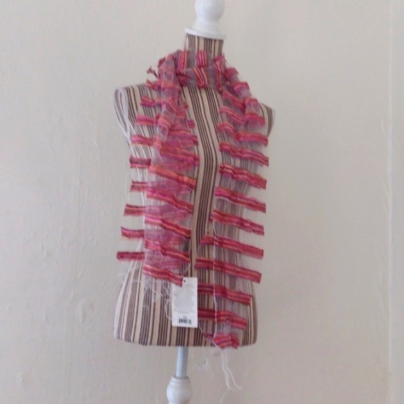 Rising Tide 100% Silk Pink Contemporary Summer Scarf NWT - Picture 2 of 11